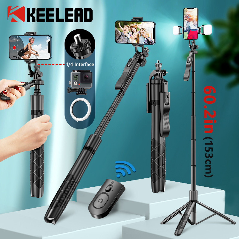 KEELEAD ขาตั้งกล้อง HP แหนบกล้อง Monopod พร้อมรีโมทและเติมแสง - L16