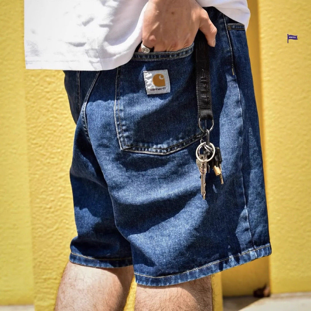 Carhartt BRAND WIPON SHORT แฟชั่นผู้ชาย Casual Sports Loose Fit Denim Shorts