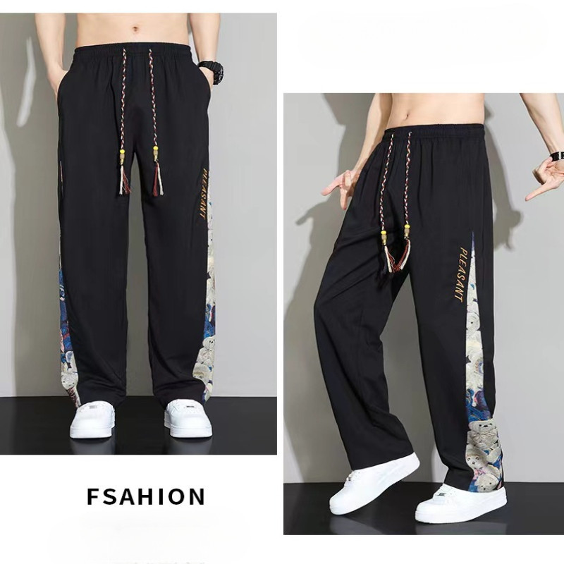 2024 กางเกงขายาวผู้ชายนปักลายฤดูร้กางเกงผู้ชายอนหลวมกางเกงสแลคชาย - รูปที่ 5