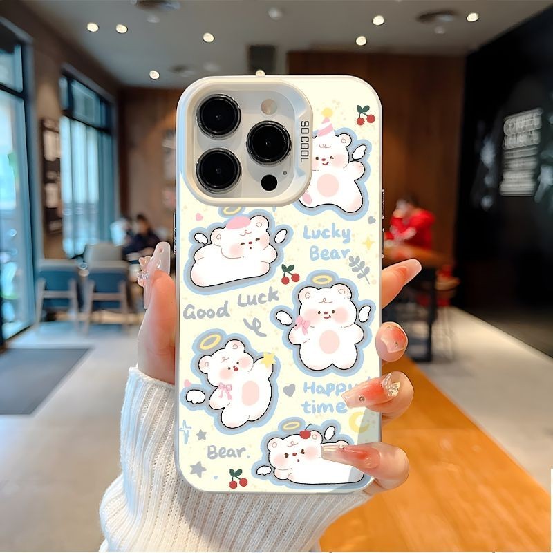 {จัดส่งด่วน} เคสโทรศัพท์สีไฟฟ้าลายหมีแองเจิลเหมาะสําหรับ iPhone x/xs/xr/xsmax/7/8plus/11Promax/12/13/14Promax/15 เคสกันกระแทกแบบรวมทุกอย่าง