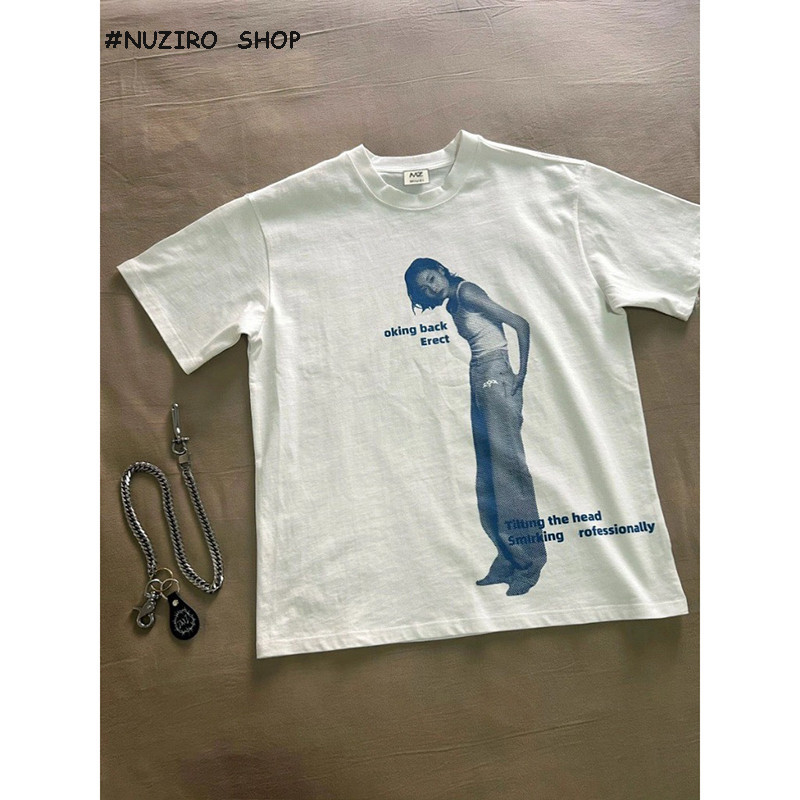 ซื้อ Nuziro White T-shirt - ผ้าฝ้ายแฟชั่นคอกลมแขนสั้นเสื้อยืดผู้หญิง #1784