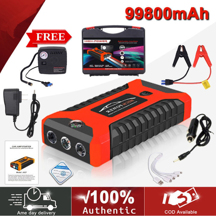 MOVATEK จั๊มสตาทรถยนต์ แบตเตอรี่รถยนต์ฉุกเฉิน 2-in-1 99800MAH จั้มสตาร์ท พาวเวอร์แบงค์ 12V สตาร์ทรถดีเซล รถกระบะ รถยนต์