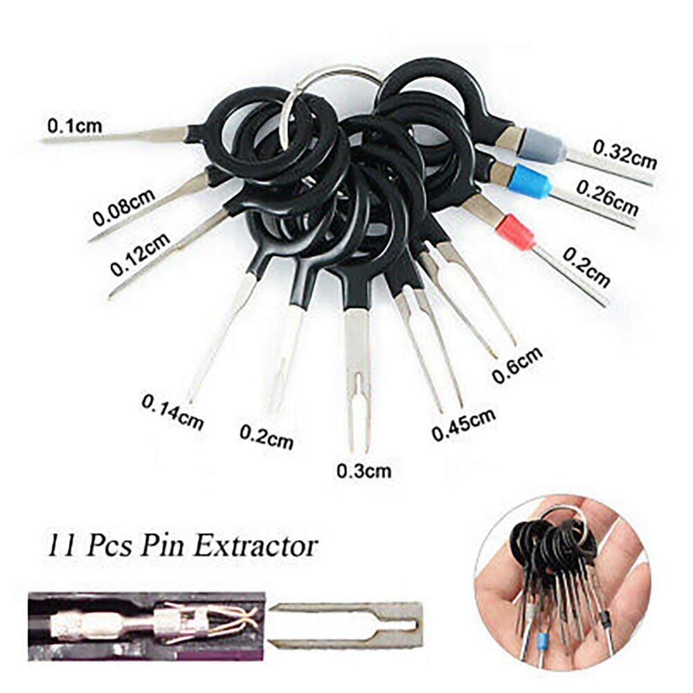 จัดส ่ งที ่ รวดเร ็ ว ชุดเครื่องมือถอดเทอร์มินัลรถยนต์ 11 ชิ้นขั้วต่อสายไฟ Pin Release Extractor Puller