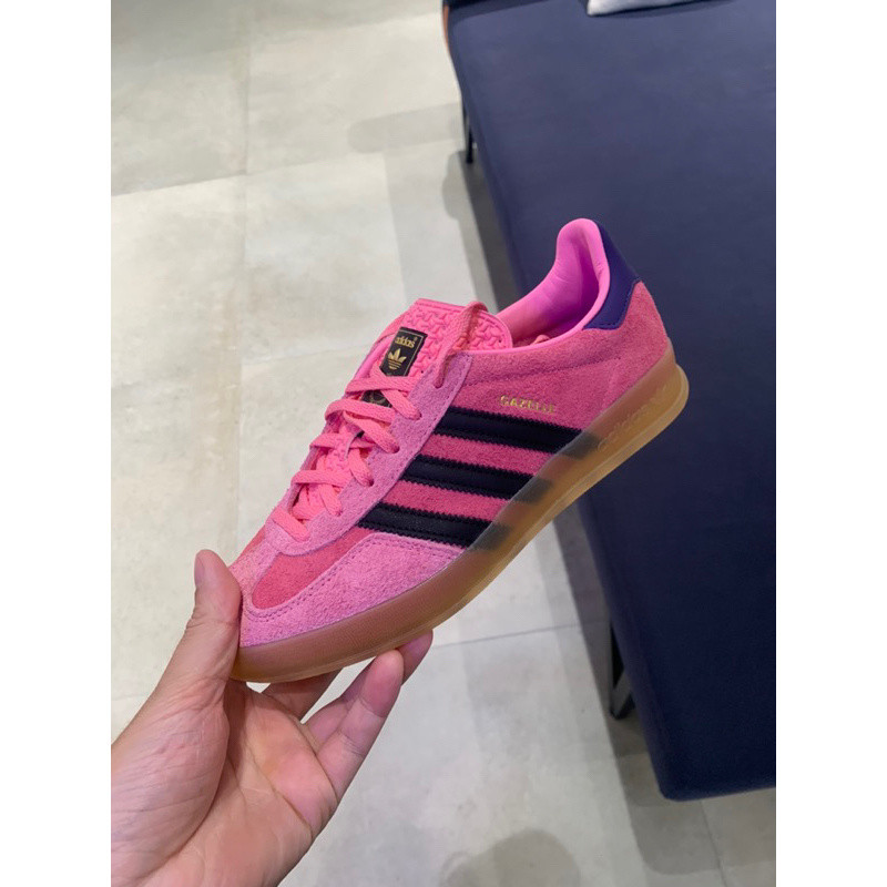 รุ่นสูง ADS ORIGINALS GAZELLE สีชมพูสีดําคาราเมลเยอรมันการฝึกอบรมรองเท้าผู้หญิงรองเท้า IE7002