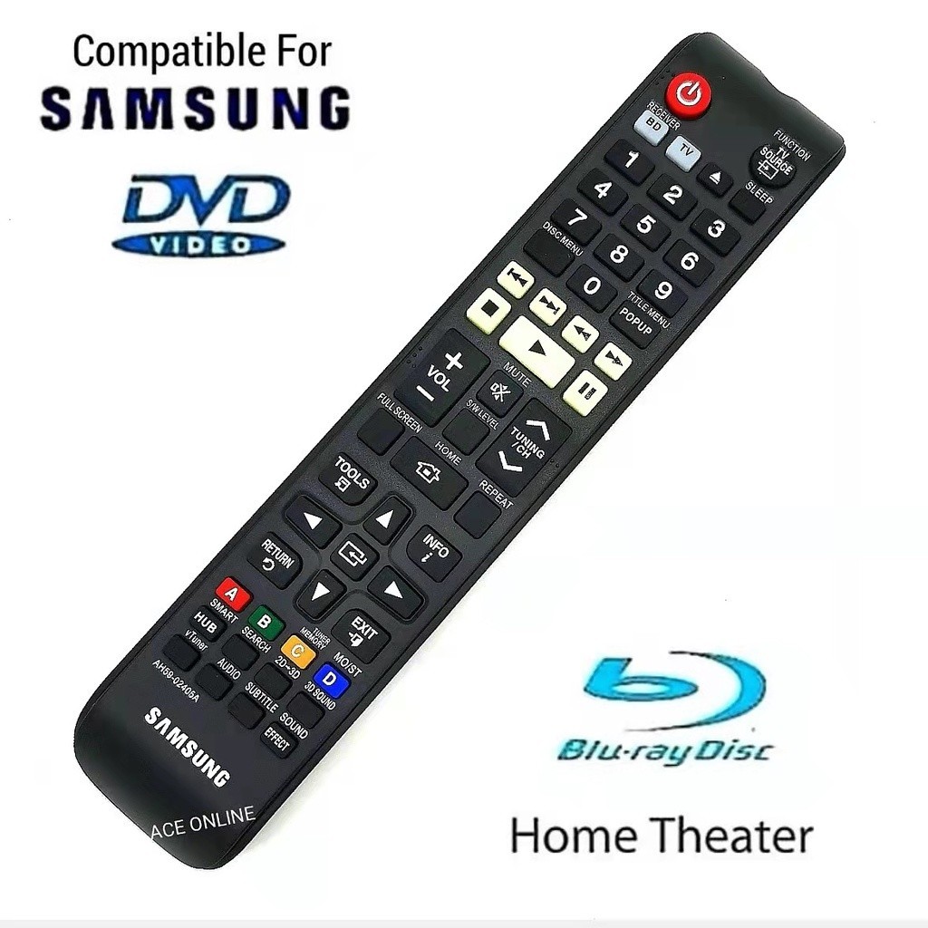 Samsung Blu-ray DVD โฮมเธียเตอร์รีโมทคอนโทรล AH59-0145A ใช้งานร่วมกับ HT-F453HK HTE4500 HTE4530 HTE5530 HTE5550W.