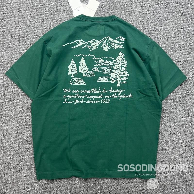 Snow PEAK X Cotton Camp Graphic TEE เสื้อยืดแขนสั้นพิมพ์ลายผ้าฝ้าย 100%