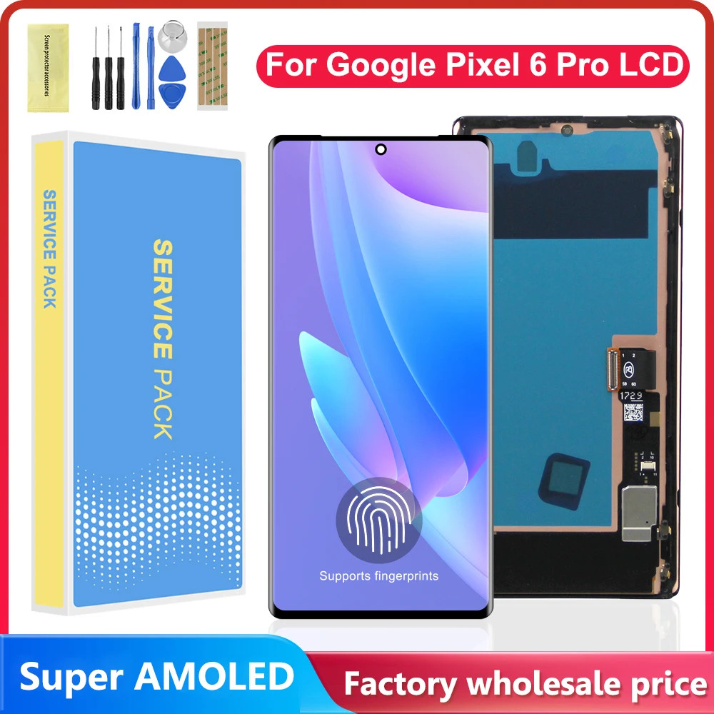 Super AMOLED LCD กรอบสําหรับ Google Pixel 6 Pro LCD สําหรับ Google Pixel 6Pro GLUOG G8VOU จอแสดงผล T