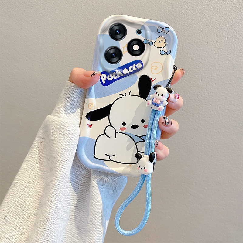 ซิลิโคนนุ่มกรณีการ์ตูนเคลือบกรณีสายคล้องมือโทรศัพท์มือถือ Graffiti กรณี Anti-Drop กรณีเหมาะสําหรับ OPPO Realme C63/C61/Realme Narzo N63