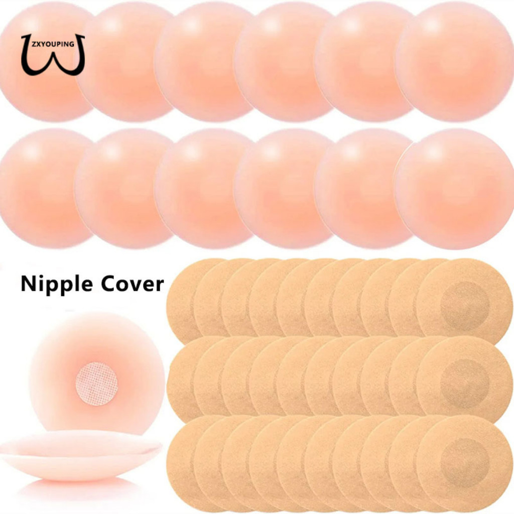Zxyouping Reusable ผู้หญิงซิลิโคนหัวนมครอบคลุม Bra Pad เต้านม Pads พร้อมกล่อง,หัวนมเทปสติกเกอร์หน้าอกเซ็กซี่สําหรับหน้าอกผู้หญิงกาวที่มองไม่เห็น Bra