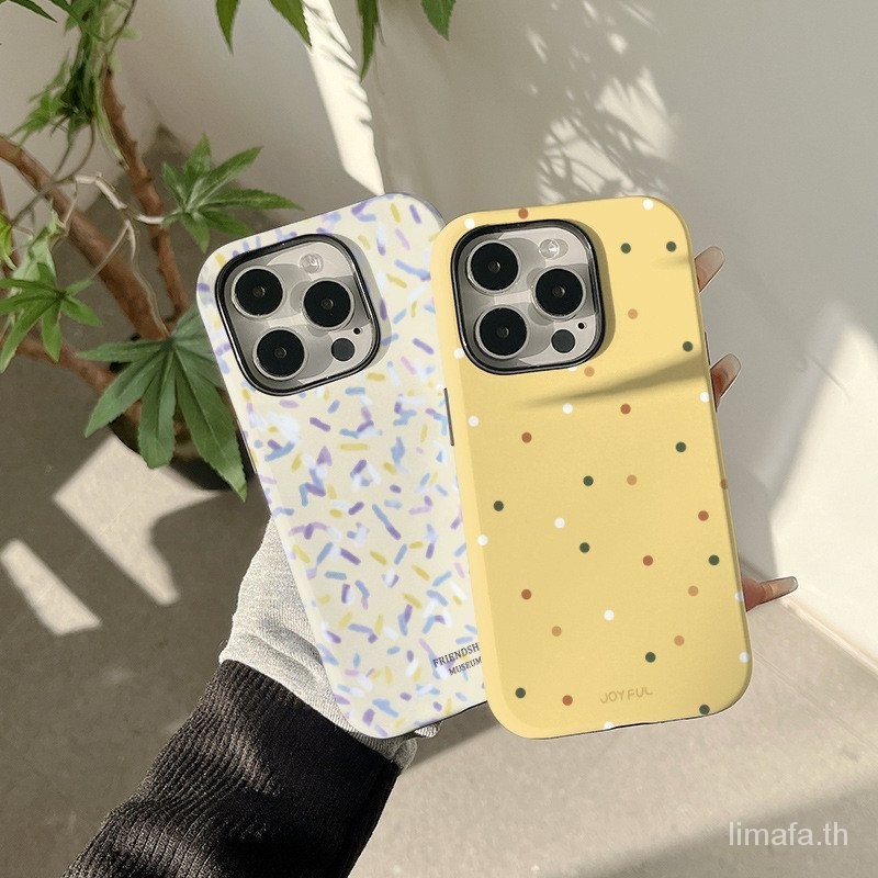 2 in 1 ins ทาสี Polka Dot Line เคสโทรศัพท์ iPhone เหมาะสําหรับ iPhone 15 14 13 12 11 pro max xr xsmax 8plus 13promax 14promax 12promax 15plus เคสกันกระแทกเคสแข็ง