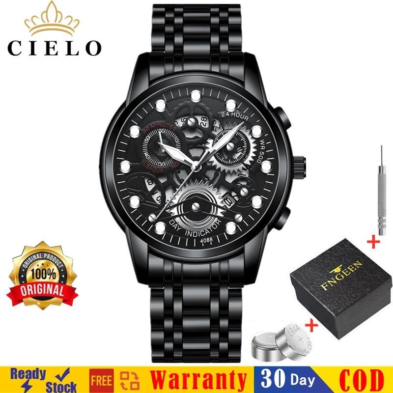นาฬิกา Men's Automatic mechanical watch Hollow perspective window Stainless steel strip Prevent scratches Fashion