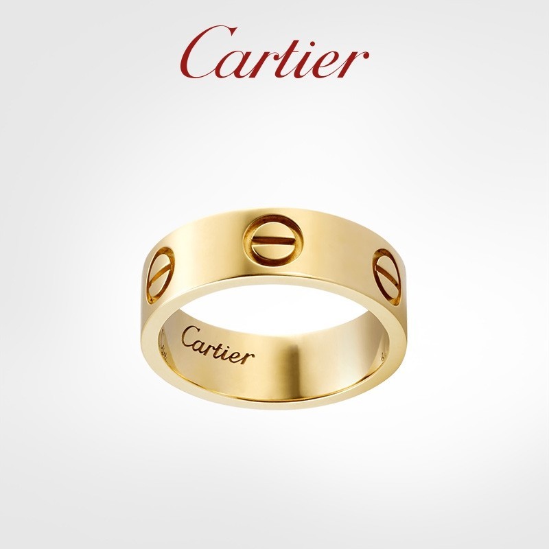 Cartier Cartier Love Series Ring Rose Gold สีเหลืองทอง ทองคําขาว แหวนแต่งงานคลาสสิก เดี่ยว