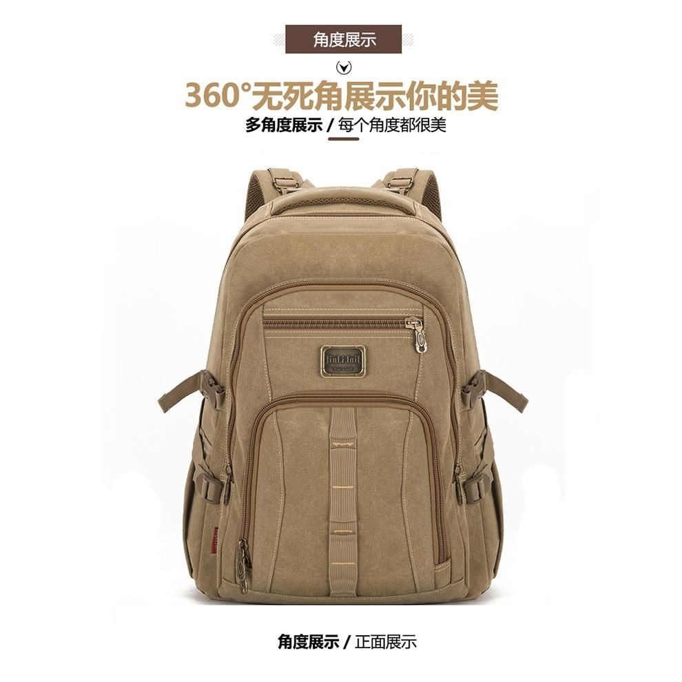 50ล ผ้าใบหนากระเป๋าเป้สะพายหลังผู้ชายกระเป๋าเป้สะพายหลังกลางแจ้งที่แข็งแกร่งสวมทนนักเรียนมัธยมต้นกระเป๋านักเรียนเดิ