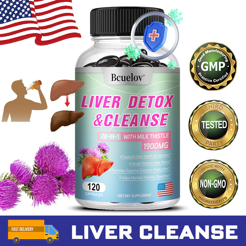 Liver Cleanse Detox Repair Formula - สารสกัดจาก Milk Thistle, สารต้านอนุมูลอิสระ, 120 แคปซูล