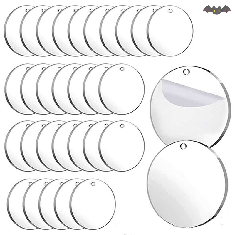 [PE] 50 ชิ้นพวงกุญแจอะคริลิคช่องว่างรอบแผ่นใสวงกลมจี้ TH