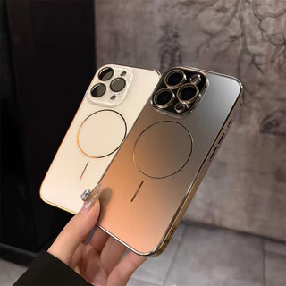 หรูหรา เอจี เคลือบชุบกรอบเคสโทรศัพท์แข็งสําหรับ ไอโฟน 16 15 บวก 14 13 12 11 มือโปร สูงสุด แม่เหล็กชาร์จไร้สายฝาครอบแก้ว