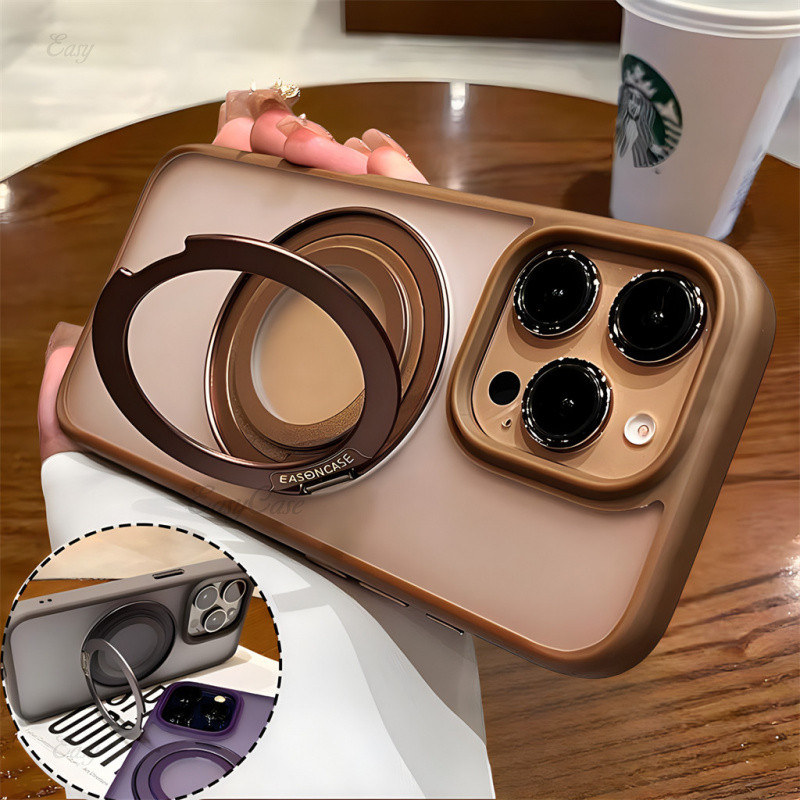 ใหม่ [Desert Titanium]ปลอกหรูหรากันกระแทกป้องกันลายนิ้วมือMatte Hard CaseสําหรับiPhone 16 15 14 13 Pro Max 16plus 15plus 16pro Stand Case Cover Premiumผู้ถือโทรศัพท์15pro Stand