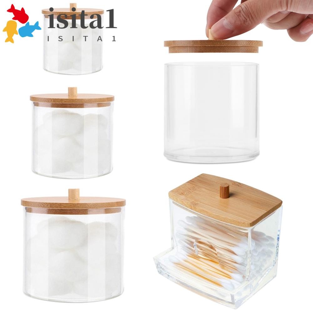 ISITA Qtips Holder Storage Cotton Pad เครื่องสําอางอะคริลิคเครื่องประดับมัลติฟังก์ชั่นห้องน้ํา Jars