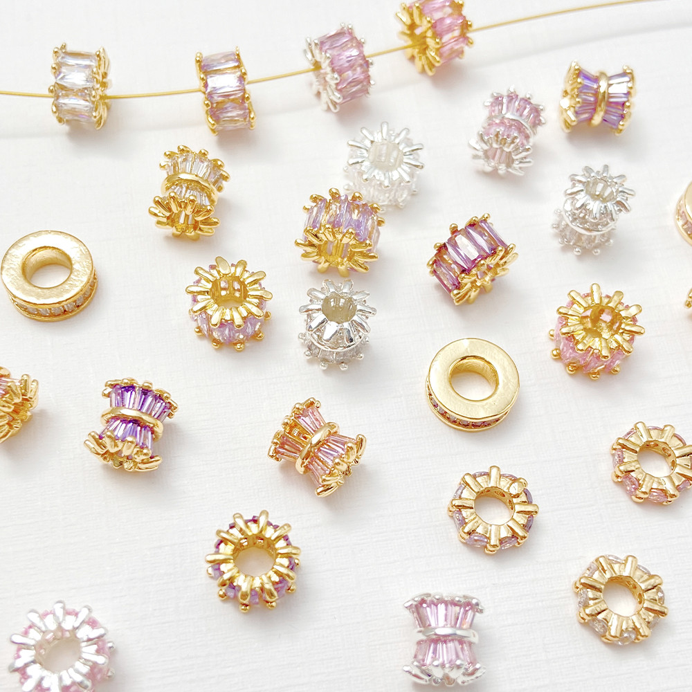 Spacer ลูกปัด 18k ขนาดใหญ่รูเอวเล็ก diy สร้อยข้อมือสร้อยคอ