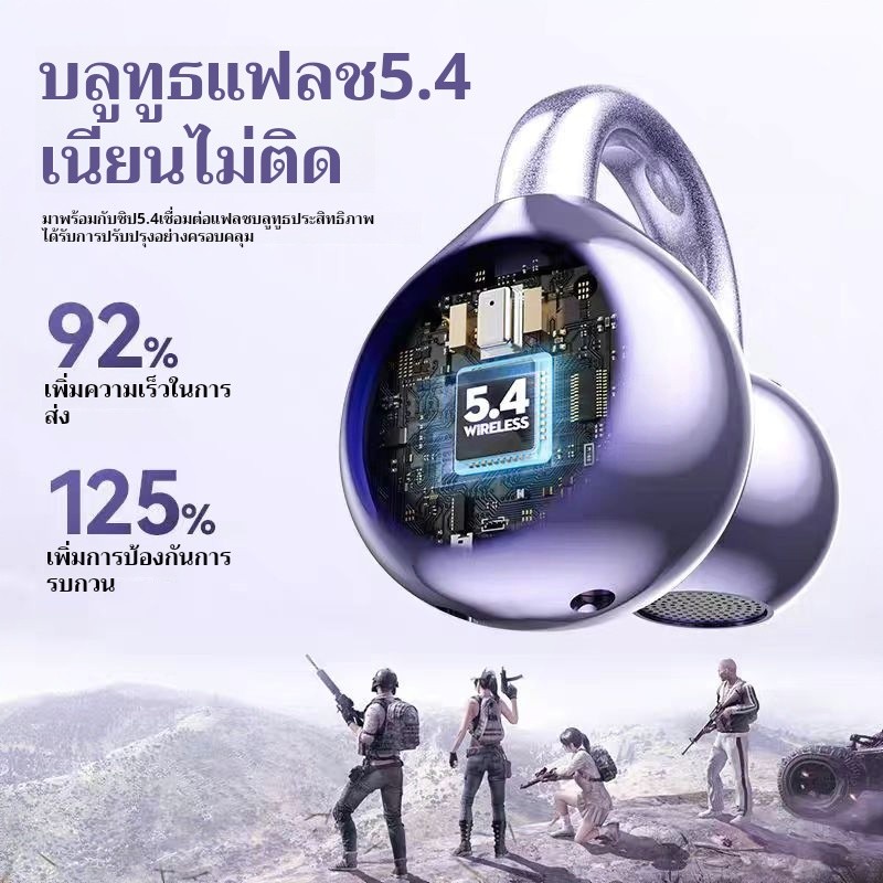 ✨หูฟังบลูทูธ D15 คลิปหู แสดงระดับแบตเตอรี่ HIFI ตัดเสียงรบกวน ชาร์จ TYPE-C ยาวนาน