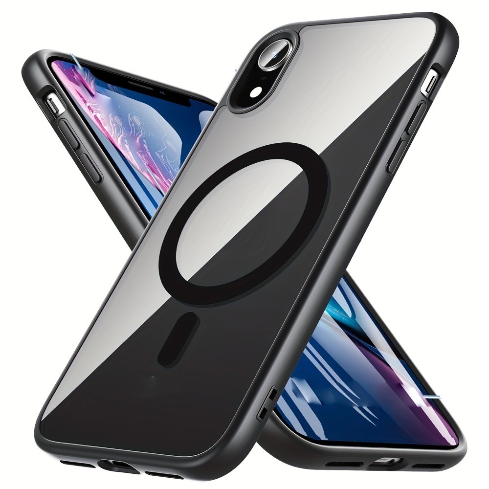 เหมาะสําหรับ iPhone XR XS Max X 11 12 13 14 15 16 Pro Max 7 8 Plus 13mini 12mini แม่เหล็กโปร่งใส PC กลับ TPU เคสโทรศัพท์กันกระแทก - รูปที่ 2