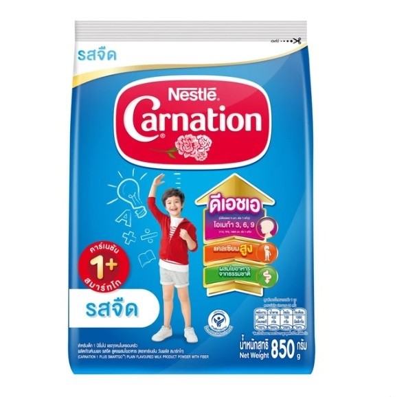 นมผงคาร์เนชั่น 1+, 3+ จืด,วานิลลา,น้ำผึ้ง ขนาด 500g-850g