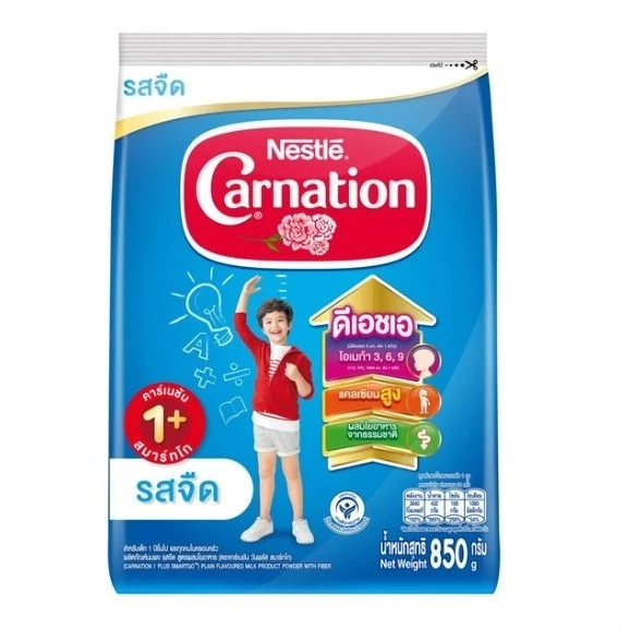 นมผงคาร์เนชั่น 1+, 3+ จืด,วานิลลา,น้ำผึ้ง ขนาด 500g-850g