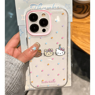 TheOne🔥เคสไอโฟน IPhone 15 14 11 12 13 Pro Max XS XR X Max 7 8 Plus 2020 น่ารักจัง helloKitty การ์ตูน จุดคลื่น ง่าย ๆ เคส