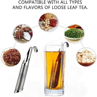 ที่กรองชาสแตนเลสรูปท่อ Tea Infuser พร้อมตะขอ สำหรับชาใบหลวม กาแฟ และแก้วชา