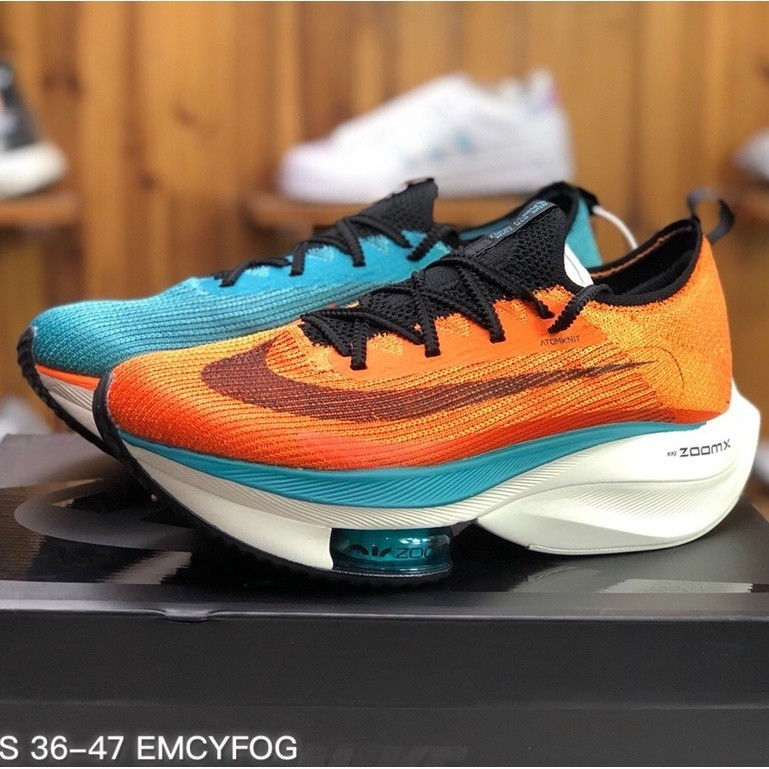 รองเท้าวิ่งผู้ชาย Nike Air Zoom alphafly next % รองเท้ากีฬาสำหรับมาราธอน alphafly Next สีน้ำเงิน/ส้ม