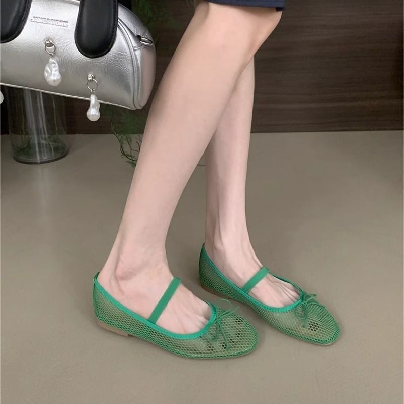 รองเท้าแมรี่เจนกลวงแบนรองเท้าบัลเล่ต์ระบายอากาศ - รูปที่ 6