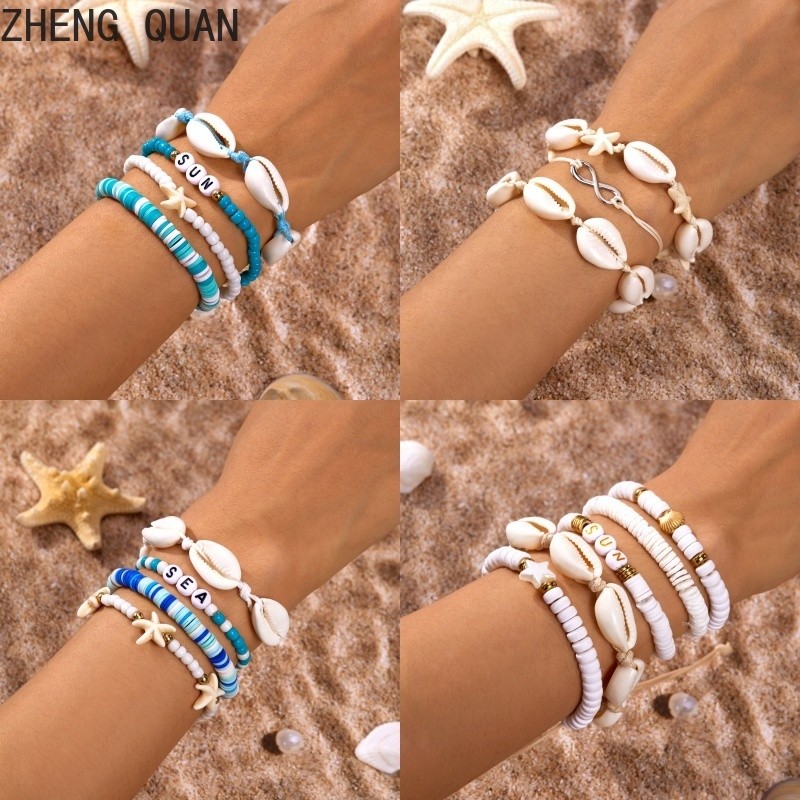 1เซ็ตhandmade Sun Shellสร้อยข้อมือSeaปลาดาวโซฟาสร้อยข้อมือลูกปัดสําหรับผู้หญิงเครื่องประดับชายหาดแฟชั่นวันหยุดของขวัญปรับ