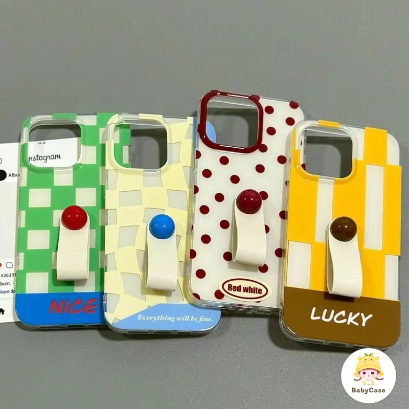 เคสไอโฟน 15 สำหรับ iPhone 11 15 13 14 12 Pro Max XR X XS Max 8 7 14 15 Plus ลัคกี้โชคดีแฟชั่นกริดรูปแบบจุดปกอ่อนนุ่ม