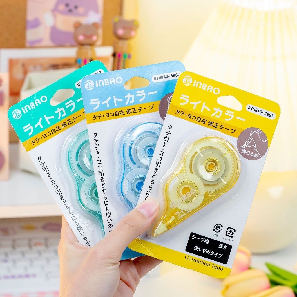 BINBAO-5867 เทปลบคำผิด เทปลบปากกา แบบเทป ลิควิดเทป หน้าเทปกว้าง 6M*5 mm