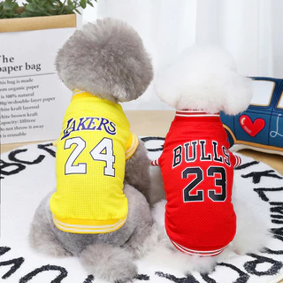 ตาข่ายระบายอากาศ สุนัขเสื้อกั๊ก เสื้อยืดบาสเกตบอล เสื้อผ้า6ขนาดสัตว์เลี้ยงนุ่ม เครื่องแต่งกายโพลีเอสเตอร์ฤดูใบไม้ผลิ ฤดูร้อนสัตว์เลี้ยงสุนัข