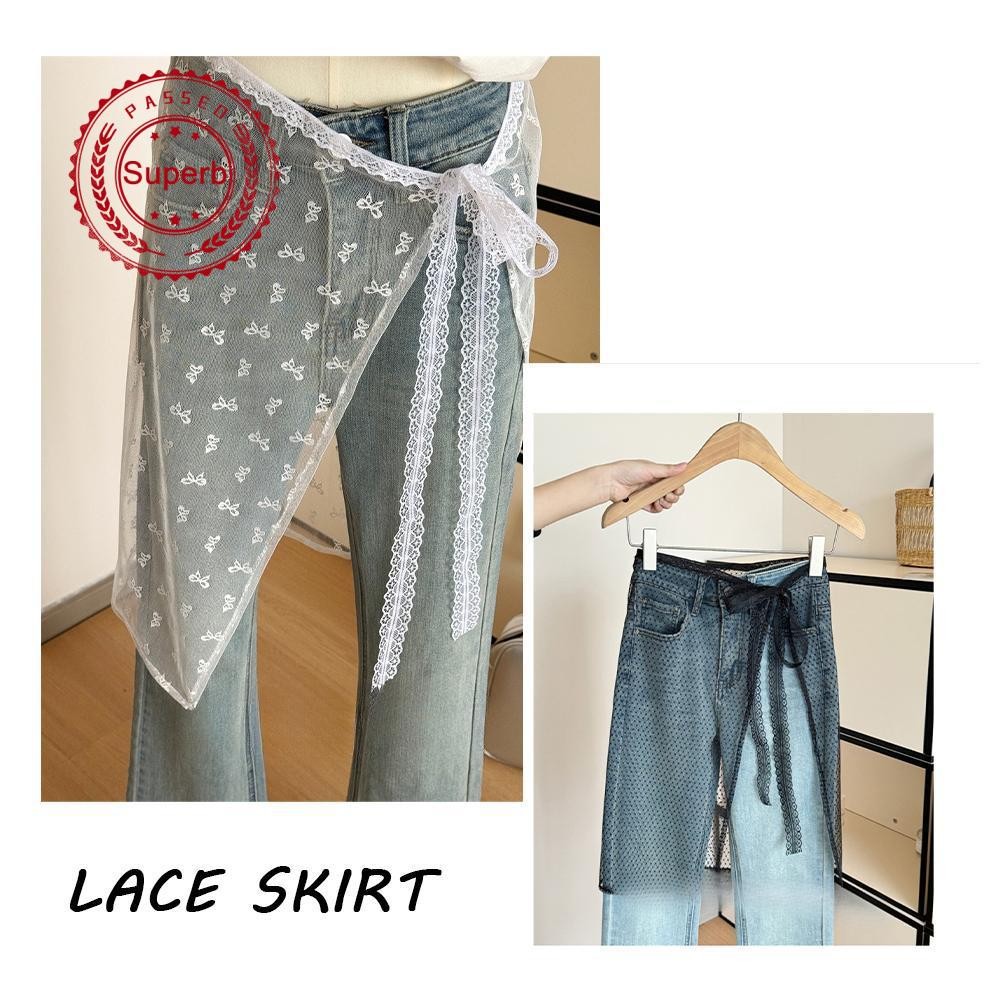 กระโปรงผ้ากอซชั้นลูกไม้ Ne-piece เวอร์ชั่นเกาหลีออกแบบกระโปรงลูกไม้ซ้อน Artifact Single O0