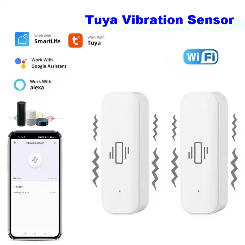 Tuya การตรวจจับเซ็นเซอร์สั่นสะเทือนอัจฉริยะชีวิตอัจฉริยะ APP การแจ้งเตือนแบบเรียลไทม์การกระแทกการเคลื่อนไหวบันทึกประวัติศาสตร์ปลุก