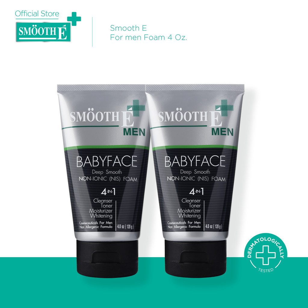 [แพ็ค 2] Smooth E โฟมล้างหน้าสำหรับผู้ชาย สูตรไม่มีฟอง For men Foam 4 Oz. ลดความมัน ทำความสะอาดครบจบ ในหลอดเดียว สมูทอี