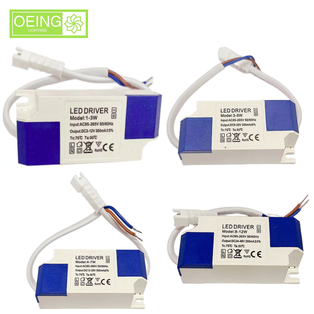Oeing หม้อแปลงโคมไฟ LED อะแดปเตอร์บัลลาสต์ไดร์เวอร์ 1-3W, 3-5W, 4-7W, 2-3*3W, 8-12W, 12-18W, 4-7*3W, 18-24W, 24-36W, 30W, 36-48W, 12-18*3W, 18-25*3W