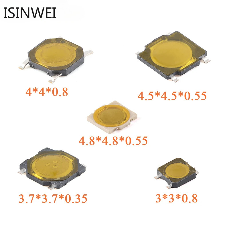 50ชิ้นเมมเบรนปุ่มสวิทช์4.8*4.8*0.55 3.7*3.7*0.35 SMD 4พี 3*3*0.8 4.5*4.5*0.55 4*4*0.8แพทช์ไมโครสัมผัสปุ่มสวิทช์