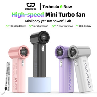 GOOJODOQ Mini Fan Display High Speed ​Handheld Mini Turbo Fan Mini kipas Bateri Tahan Lama