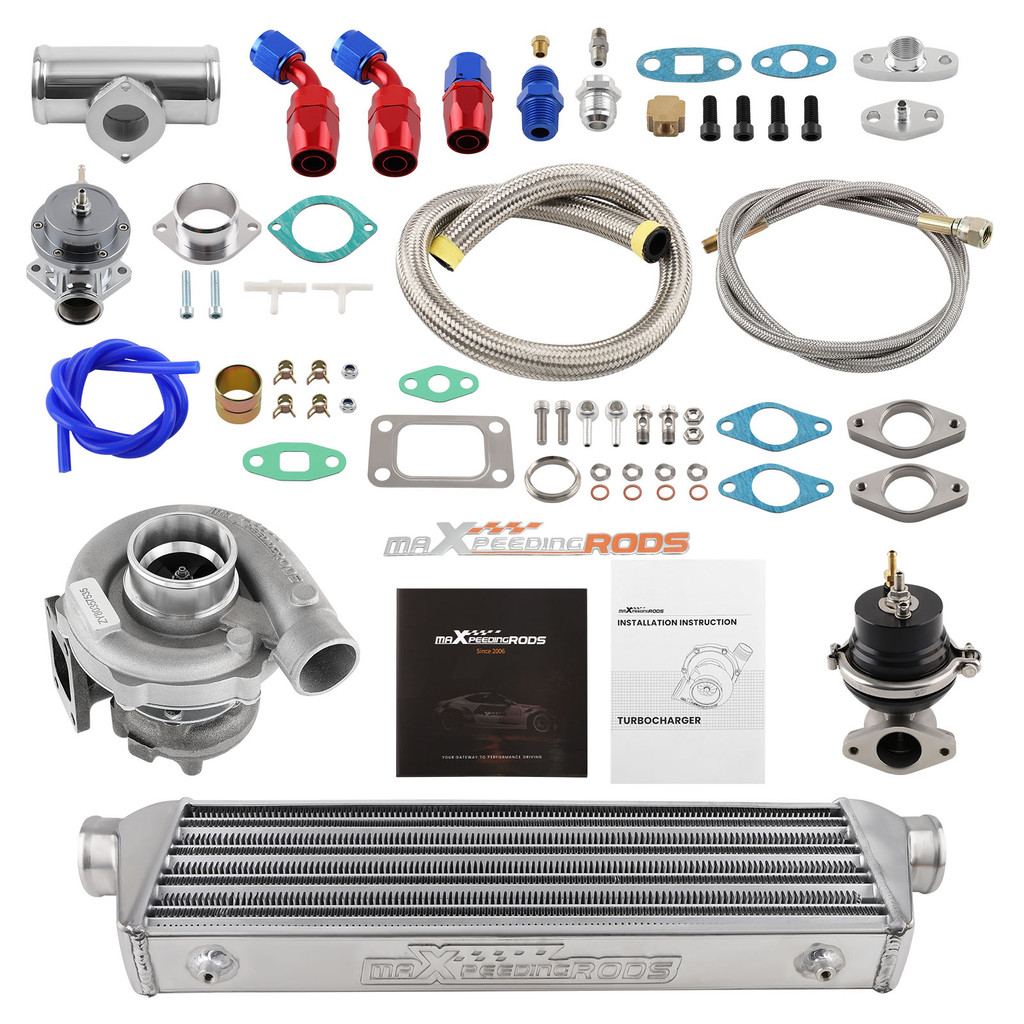 Maxpeedingrods T3/T4 T3 T4 T04E Universal Turbo Kit พร้อม Wastegate Intercooler ท่อ BOV