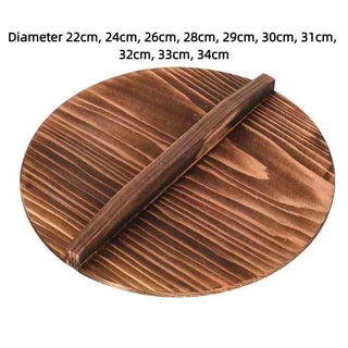YUPEI ฝาครอบหม้อไม้, 22-34 ซม.ป้องกันการลวกกระทะเหล็กฝาปิด, รอบแบบดั้งเดิม Universal Fir หม้อไม้ฝาปิดอุปกรณ์ครัว