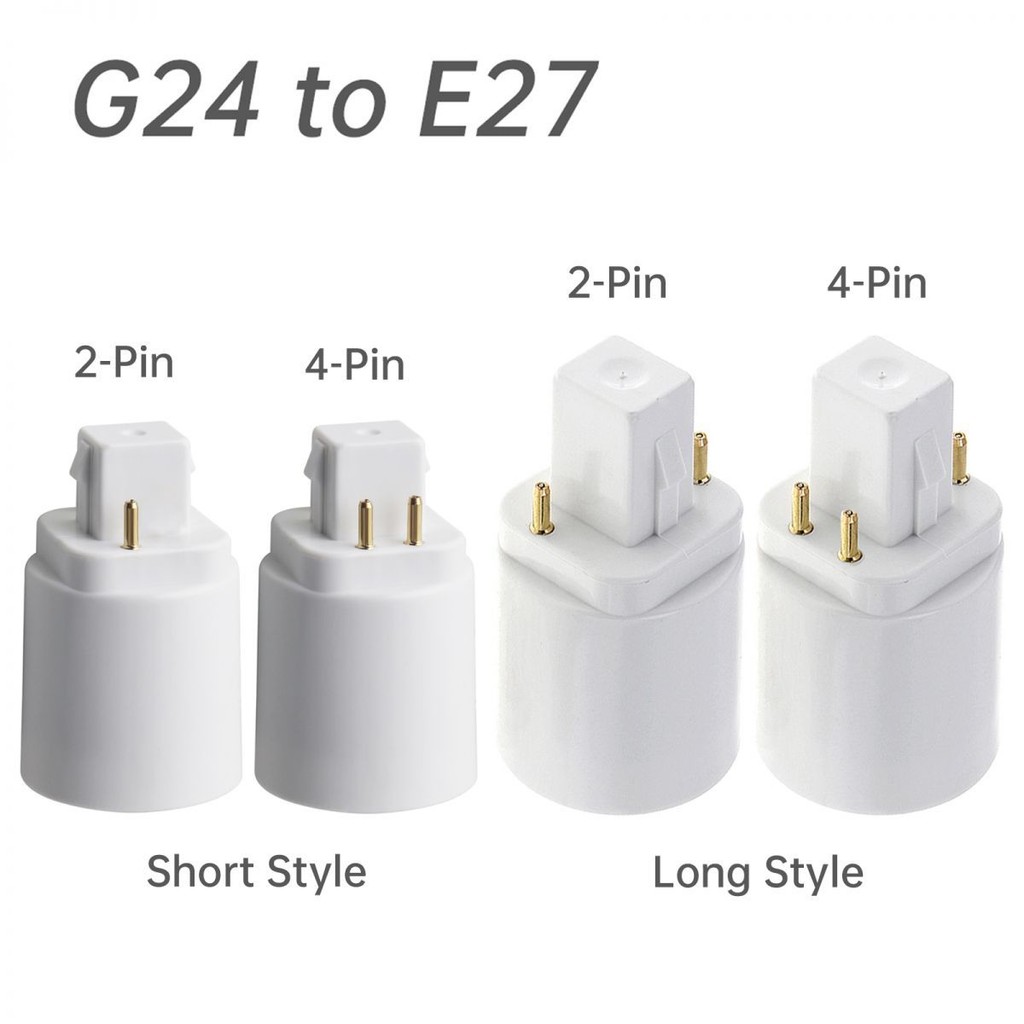 5 ชิ้น 4Pin Conductive G24 ถึง E26/E27 ซ็อกเก็ตอะแดปเตอร์ฐานโคมไฟอะแดปเตอร์ G24q ถึง Medium Edison Light Socket Converter