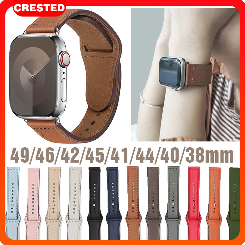 เข็มขัดหนังเดินทางเดี่ยว for Apple Watch Ultra/SE 3 2 49mm IWatch Series 11/10 9 8 7 5 4 3 49 45 46 41 42 44 40 38 มม