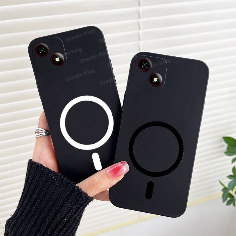 Zte Blade A35e A55 A35 เคสโทรศัพท์สีดํา Matte Soft TPU Case พร้อมสติกเกอร์ชาร์จไร้สาย