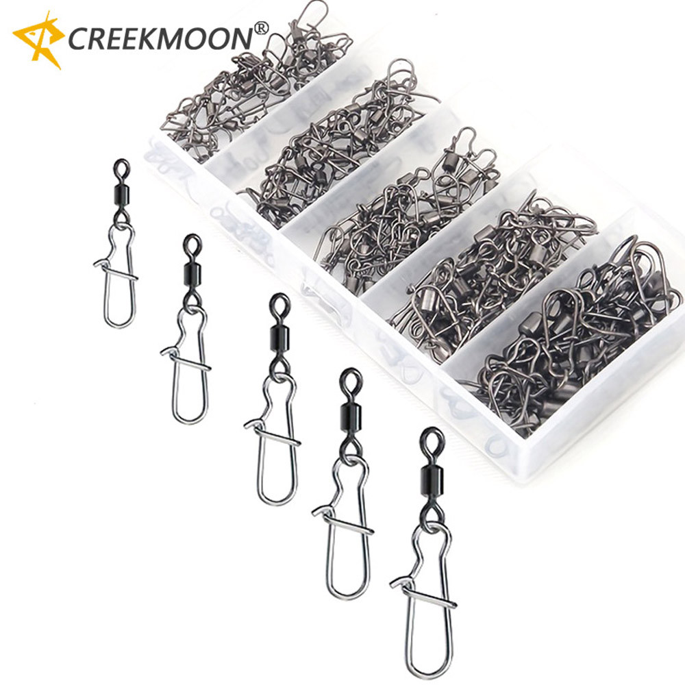 50/95 ชิ้น/กล่องสายตกปลา Hook Connector Kit Rolling Ball Bearing Snap Swivels สําหรับ Tackle Lure อุปกรณ์เสริมปรับปรุง Hookup Ratio
