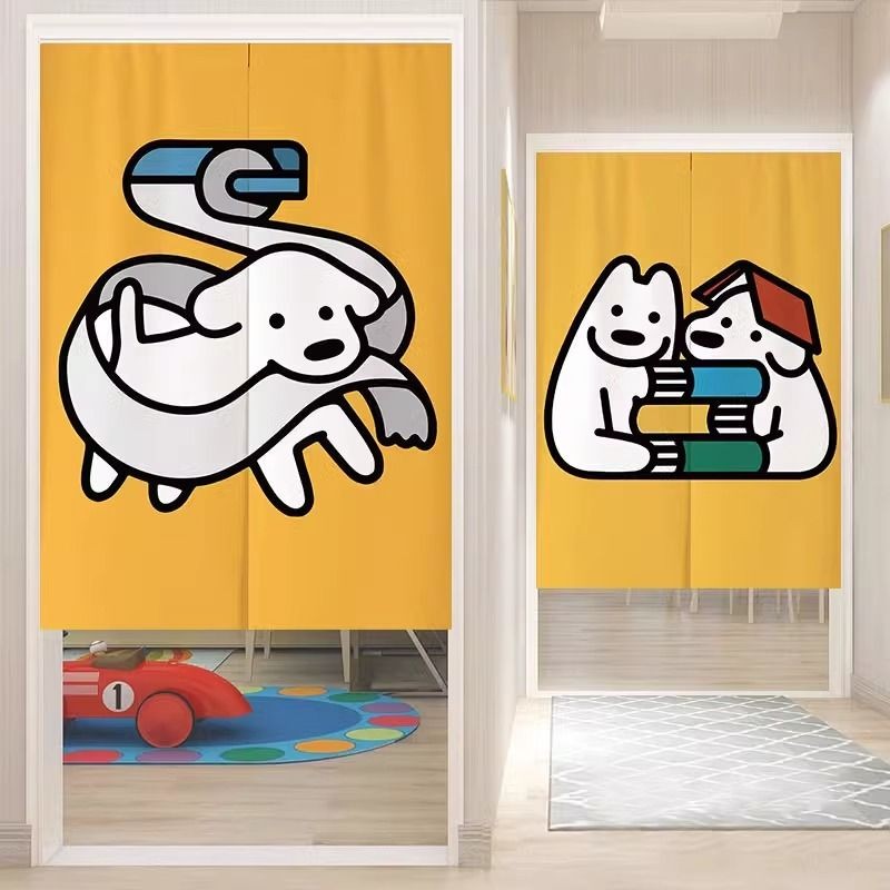 New Illustration Door Curtain Partition Curtain Interesting Home Bedroom Half Curtain Punch-free Dec