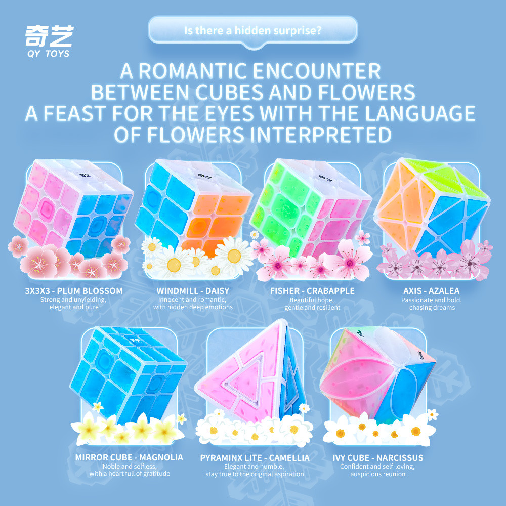Lce Amber Series Cube Qiyi Qimeng V3 3x3 กระจกแกน Fisher Windmill Ivy Duo Pyramind Cube