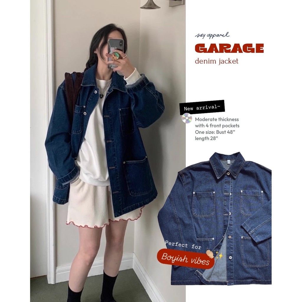 SAY APPAREL: Garage denim jacket แจ็กเกตยีนส์ทรงตรง พร้อมกระเป๋าหน้า